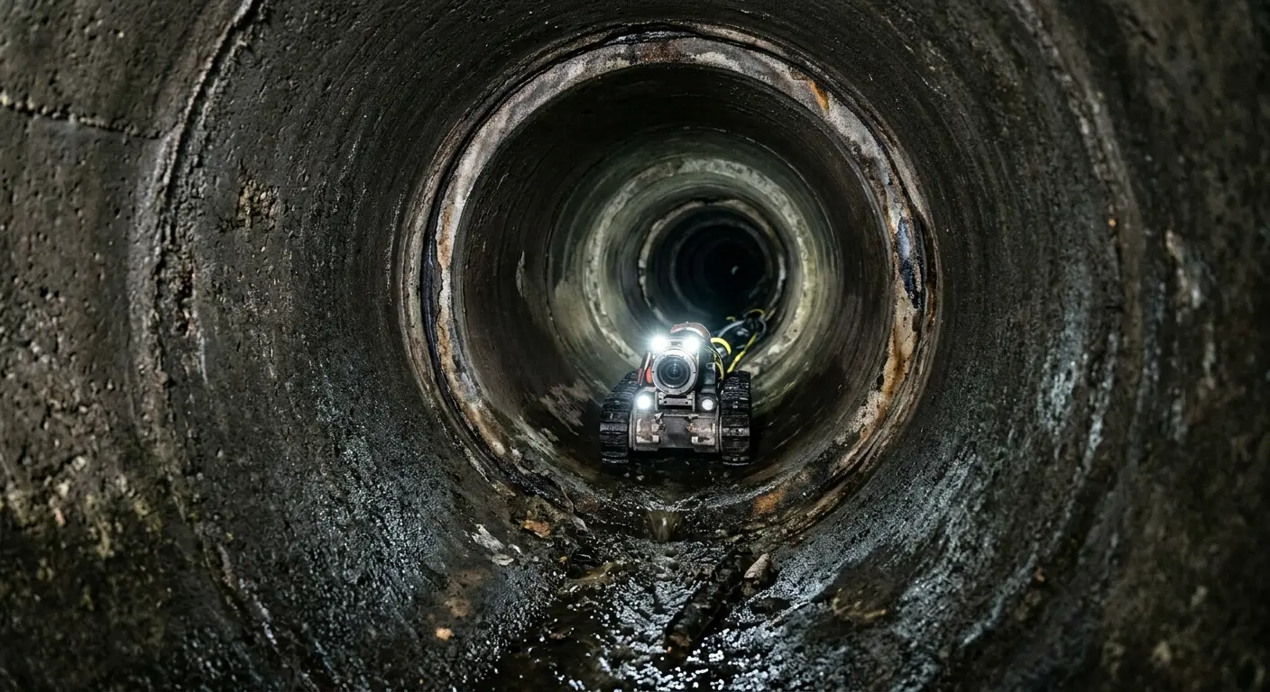 Robotic sewer camera inspecting pipe interior for Sewer Line Cleaning in Middletown